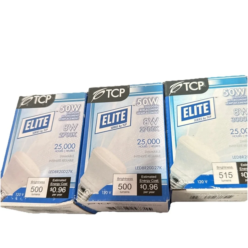 Lot Of Three Elite LED bulb 8w 3000k 515 Lumens 50W Halogen Replacement 25k Life